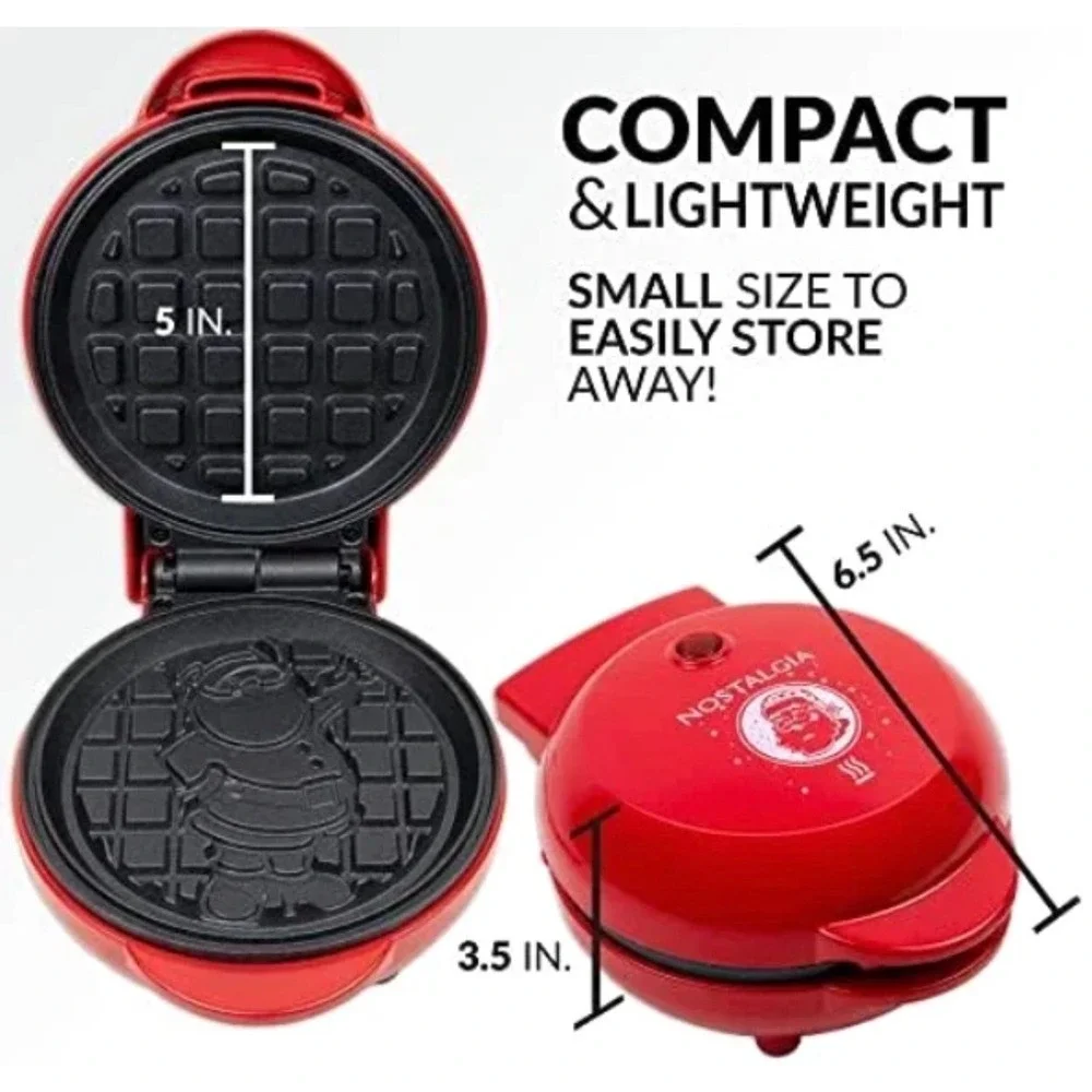 Nostalgia MyMini Santa Mini Waffle Maker 5 Inch‎ Nonstick Electric Breakfast